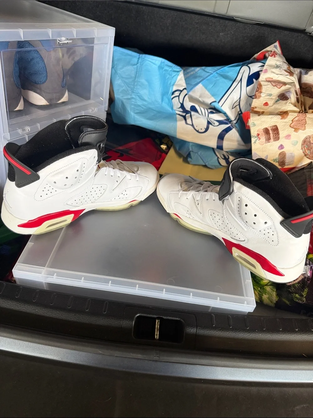 Jordan Men’s White, Black and Red High-Top Sneakers